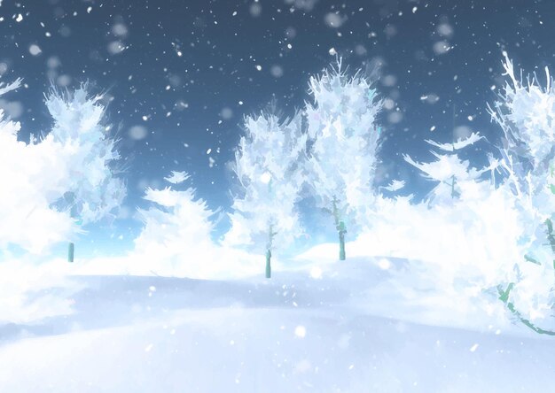 자세한 손으로 그린 겨울 눈 덮인 크리스마스 풍경