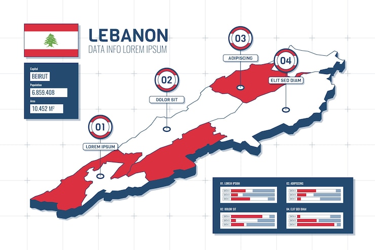 Free Vector detailed isometric lebanon map