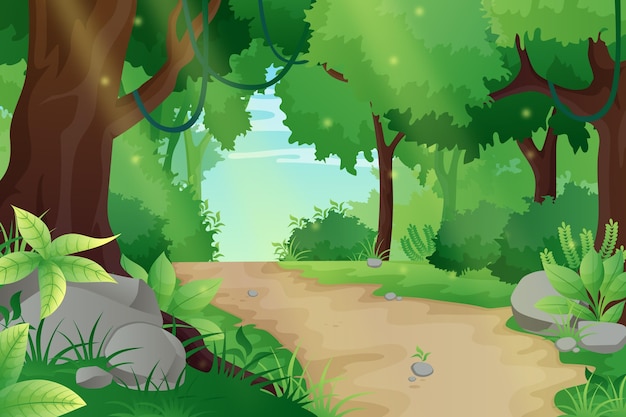 Free vector detailed jungle background
