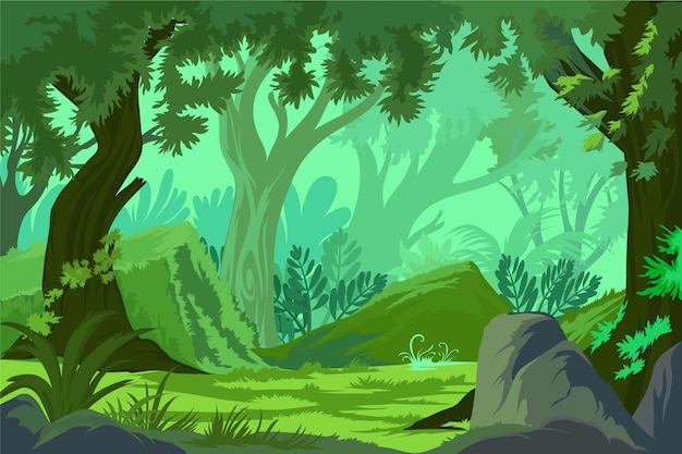 Free Vector Detailed Jungle Background