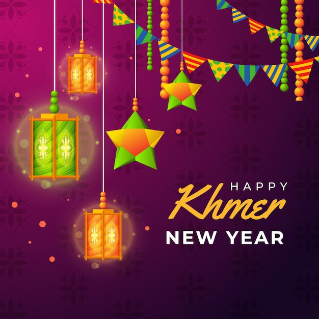 Detailed khmer new year illustration