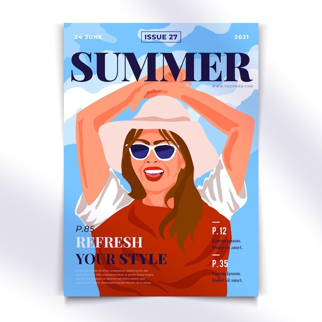 Free vector detailed magazine cover illustrated