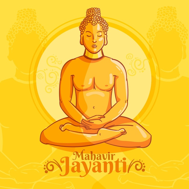 Detailed mahavir jayanti illustration