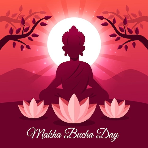 Illustrazione dettagliata del giorno di makha bucha