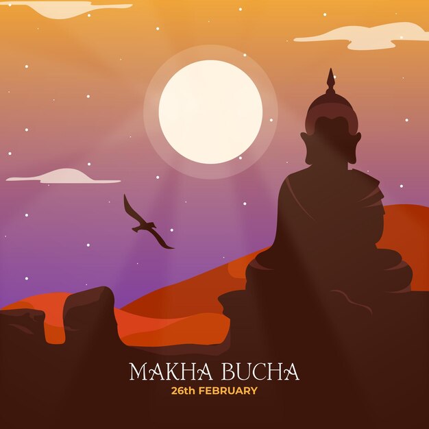 자세한 makha bucha 하루 그림