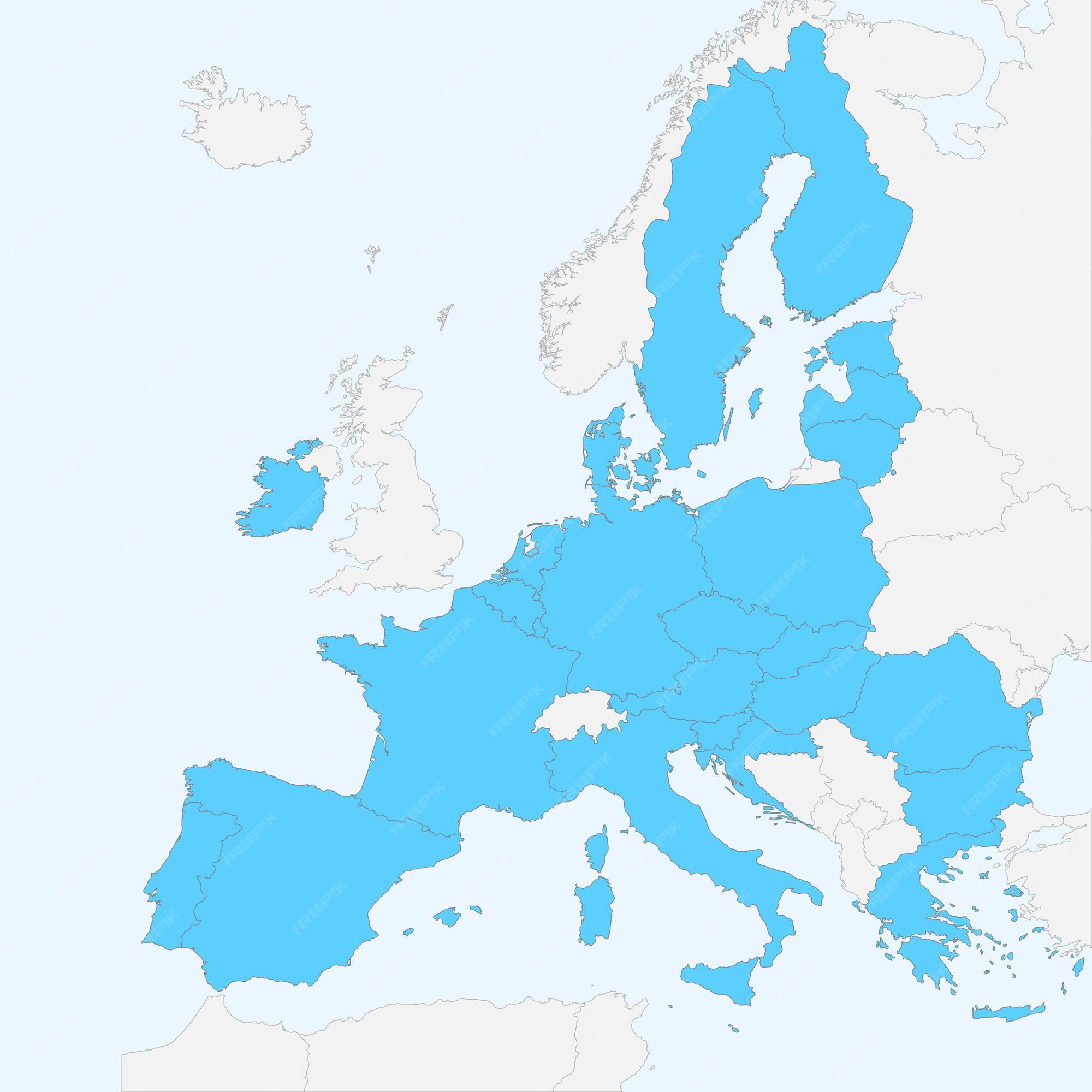 Eu Map After Brexit Premium Vector | Detailed Map Of Europe With Borders Of European Union  Countries