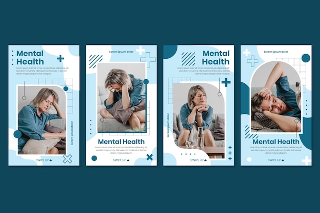 Free vector detailed mental health instagram post with photo
