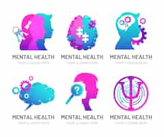 Free vector detailed mental health logos