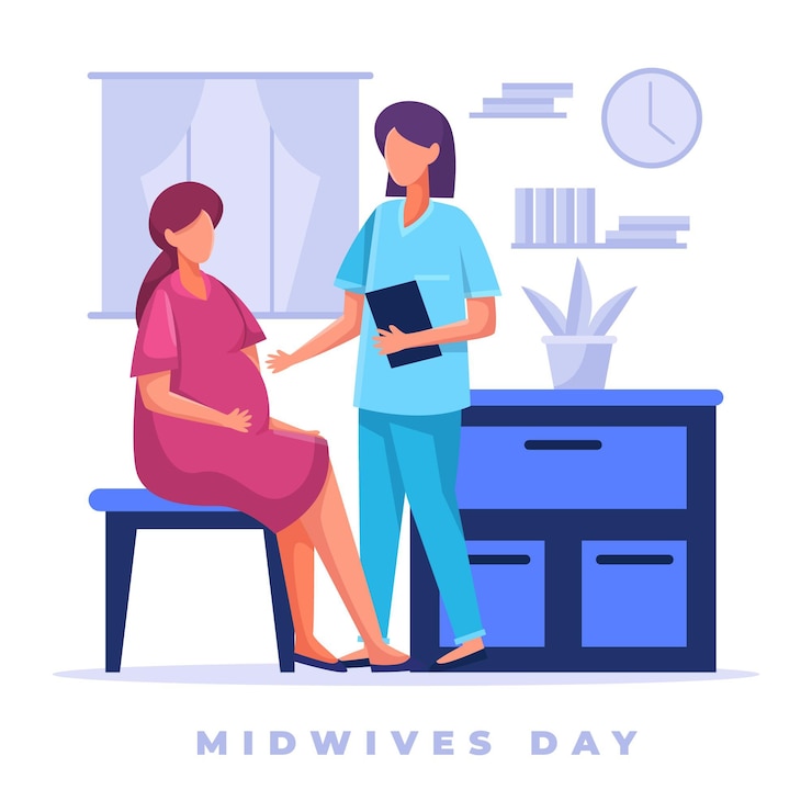 Free Vector detailed midwives day illustration