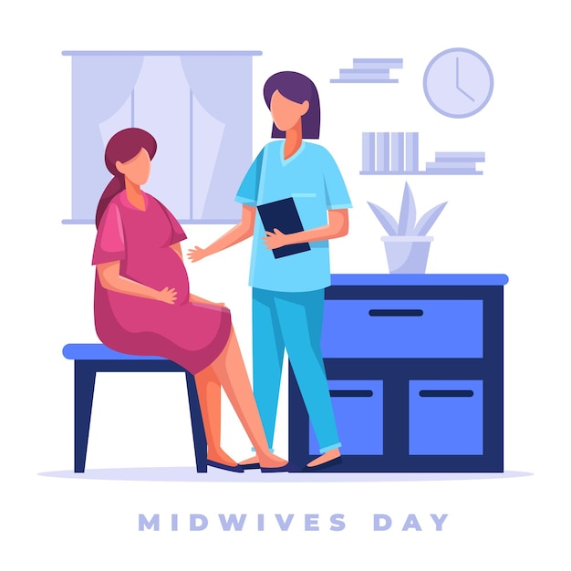 Detailed midwives day illustration