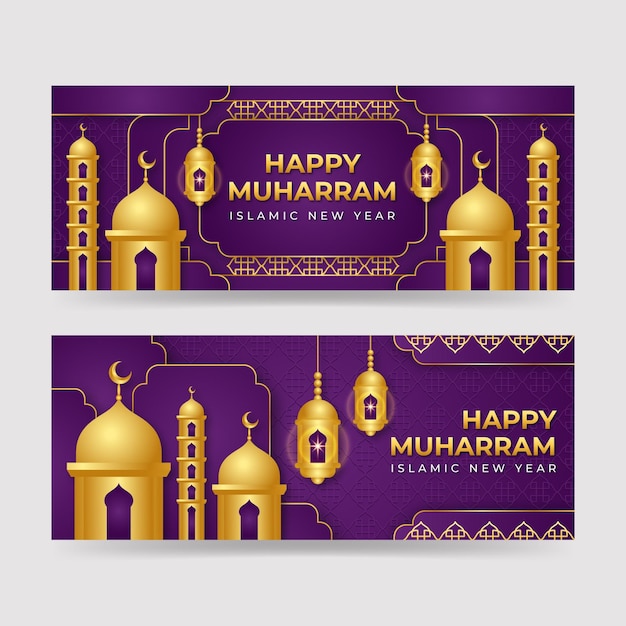 Detailed muharram banners set