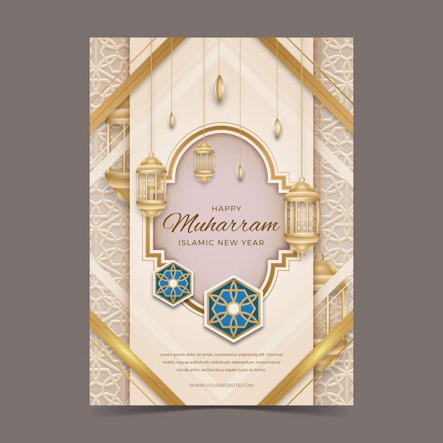 Detailed muharram vertical poster template