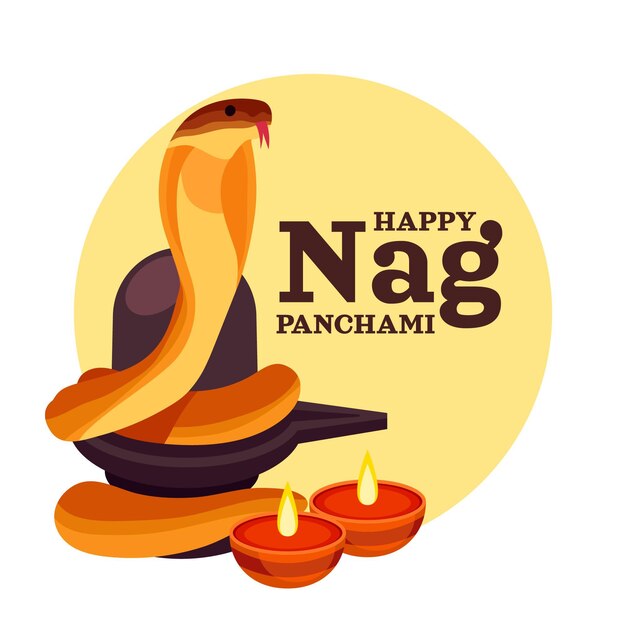 Detailed nag panchami illustration