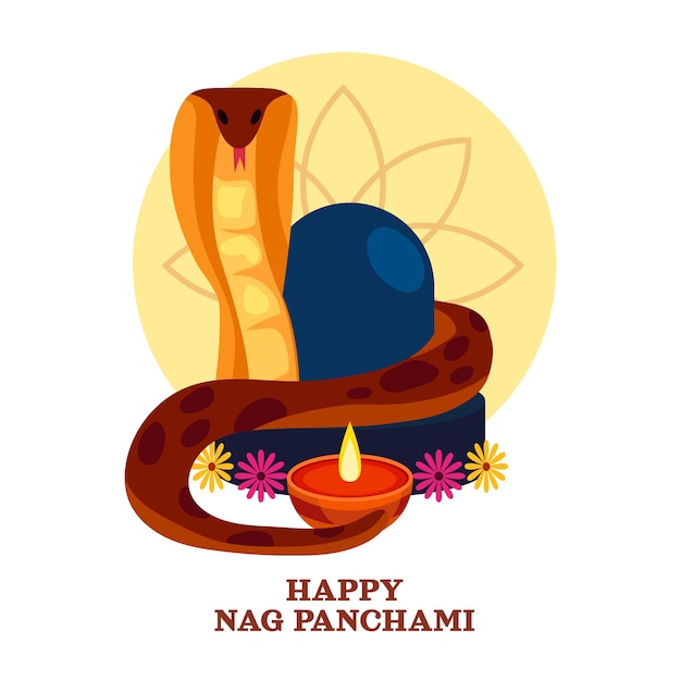 Vettore gratuito illustrazione dettagliata di nag panchami