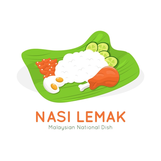 Detailed nasi lemak illustrated