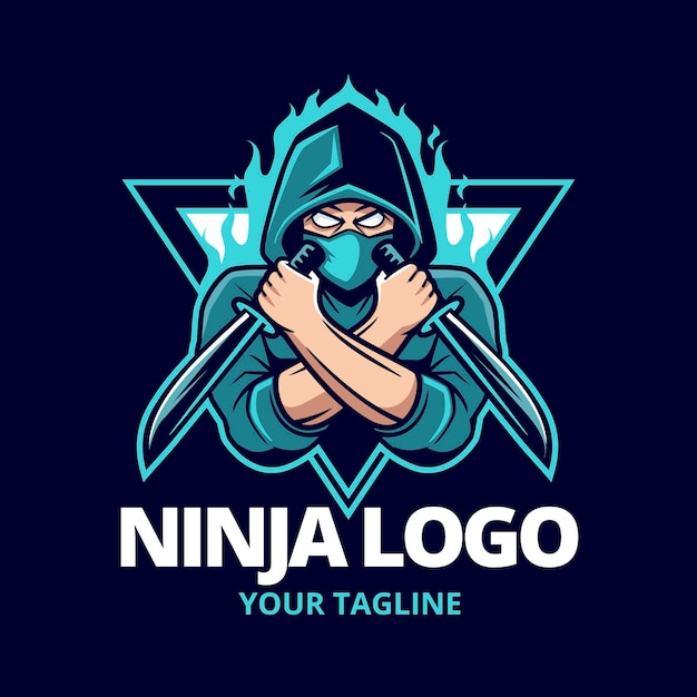 Detailed ninja logo template