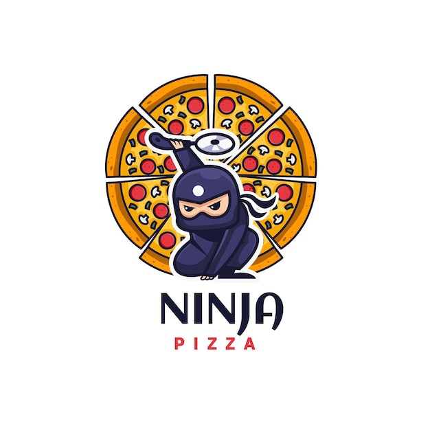 Detailed ninja logo template