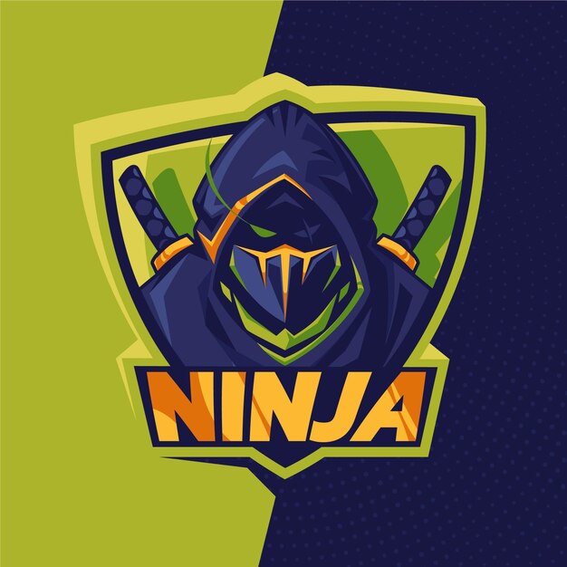 Подробный шаблон логотипа ниндзя