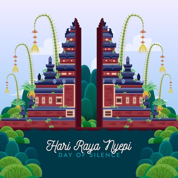 무료 벡터 자세한 nyepi 축하 그림