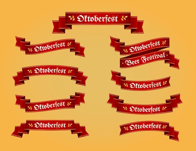 Free vector detailed oktoberfest ribbons collection