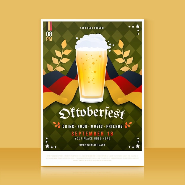 Free vector detailed oktoberfest vertical poster template