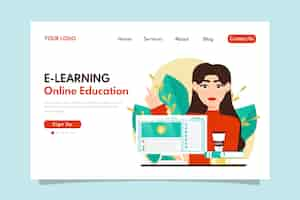 Free vector detailed online learning landing page template