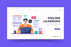 Free vector detailed online learning landing page template