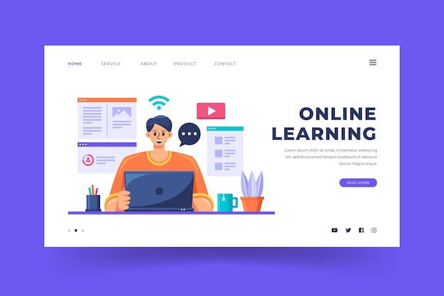 Detailed online learning landing page template