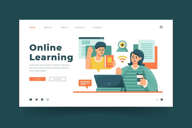 Detailed online learning landing page template