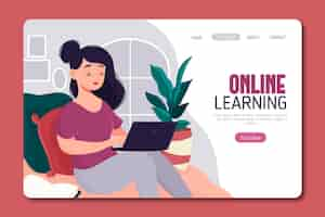 Free vector detailed online learning landing page template