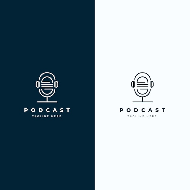 Free vector detailed podcast logo on different colored background