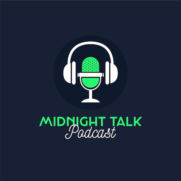 Vettore gratuito discorso di mezzanotte dettagliato del logo del podcast