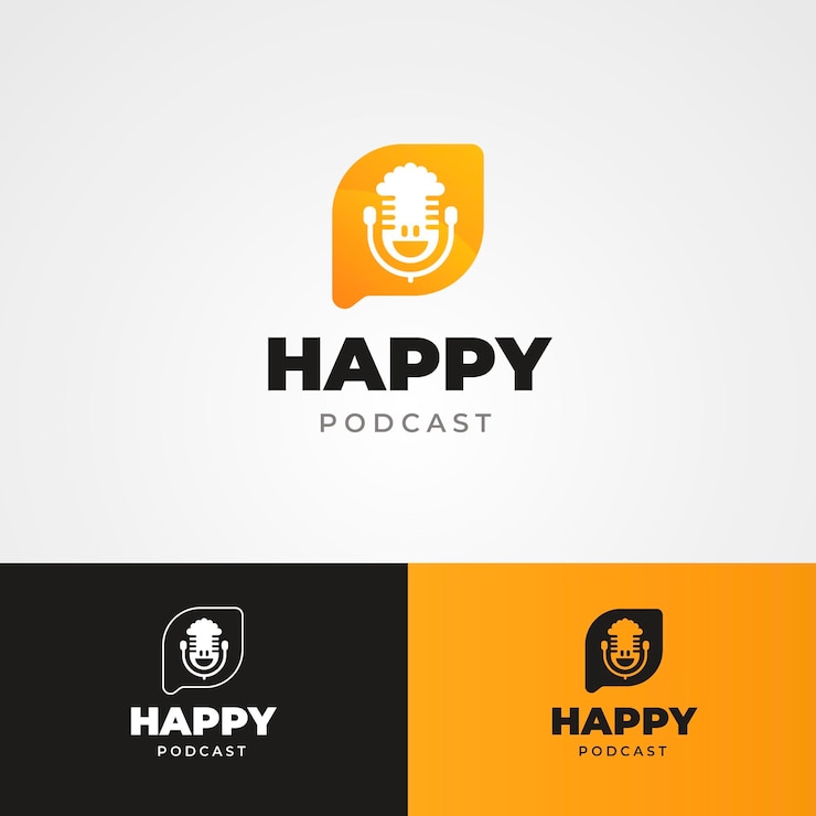 Free Vector detailed podcast logo template
