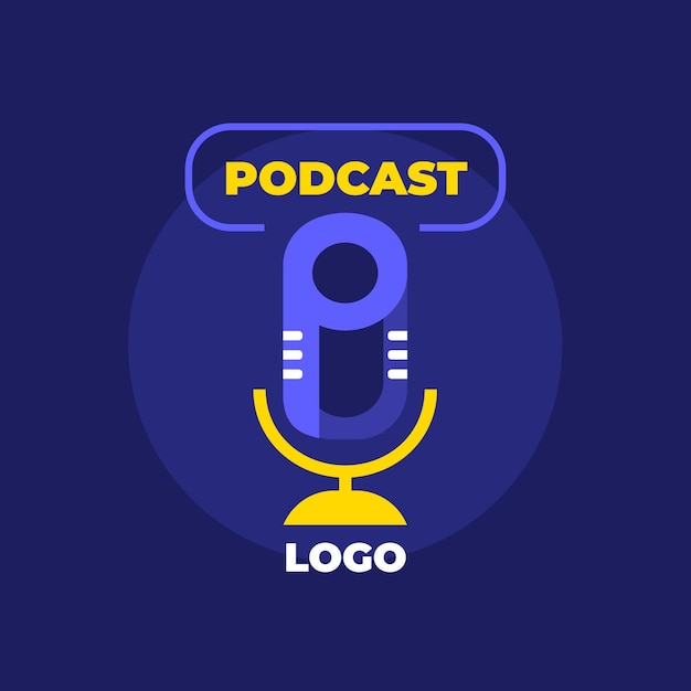 Vettore gratuito modello di logo podcast dettagliato