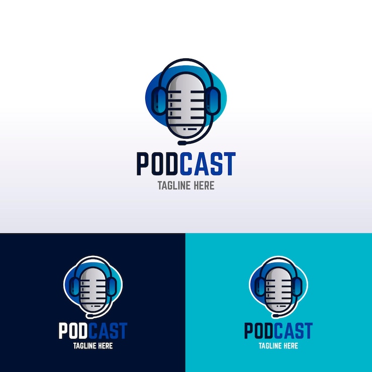 Free Vector detailed podcast logo template