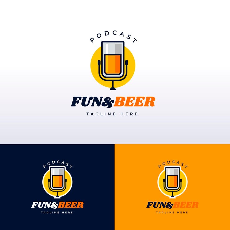 Free Vector detailed podcast logo template