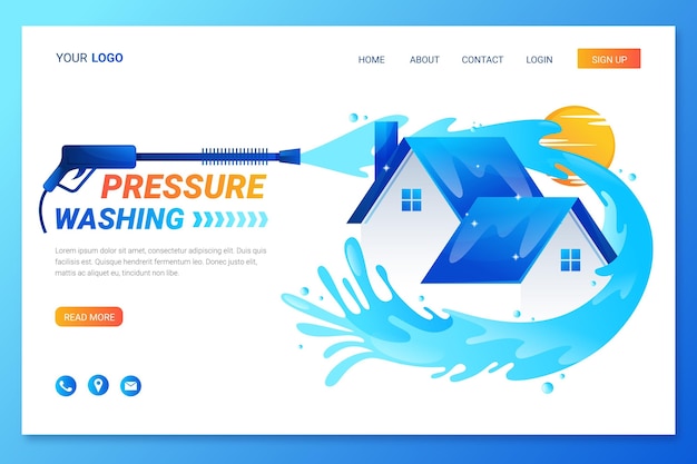 Free vector detailed pressure washing landing page