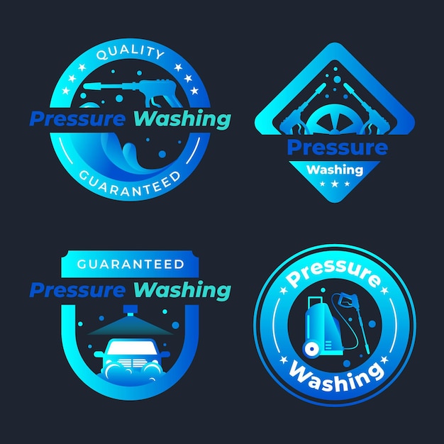 Free vector detailed pressure washing logos