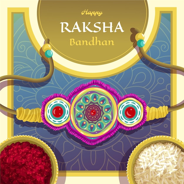 무료 벡터 자세한 raksha bandhan 그림