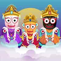 Free vector detailed rath yatra celebration illustration