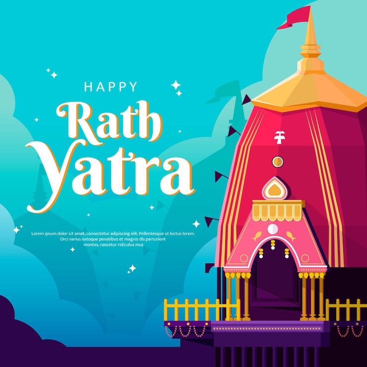 मुफ़्त वेक्टर detailed rath yatra illustration