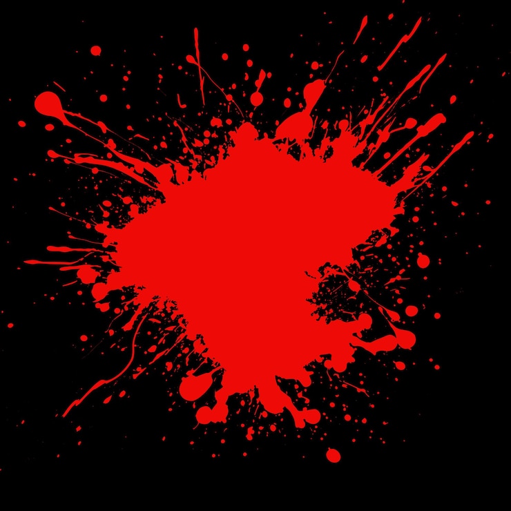 Free Vector detailed red blood splatter on a black background ideal for halloween