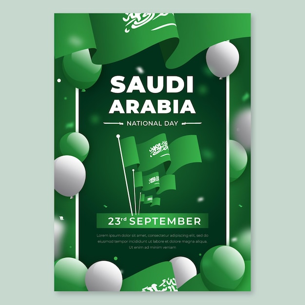 Vettore gratuito modello dettagliato di poster verticale della giornata nazionale saudita