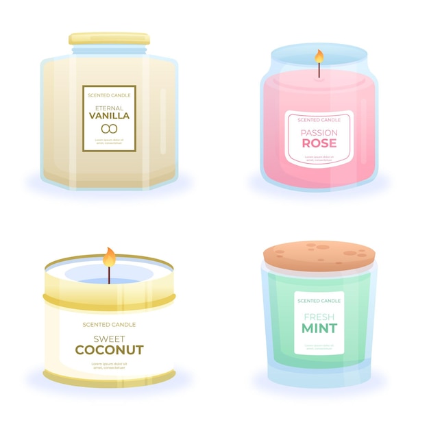 Detailed scented candle set