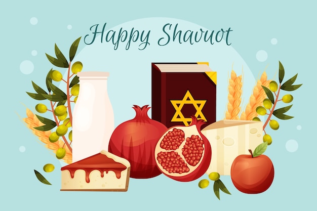 Vettore gratuito illustrazione dettagliata di shavuot