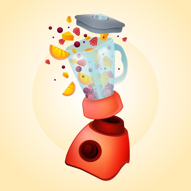 Detailed smoothies in blender glass illustration