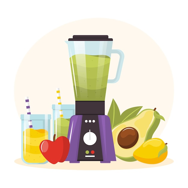 Free vector detailed smoothies in blender glass illustration