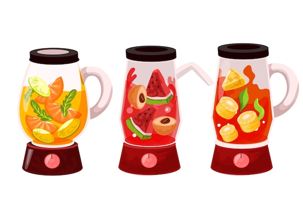 Detailed smoothies in blender glass set