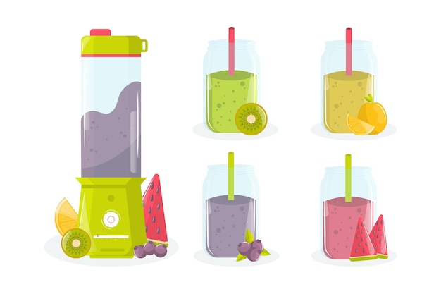 Free vector detailed smoothies in blender glass