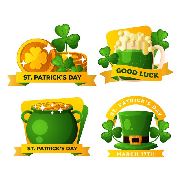 Detailed st. patrick's day label set